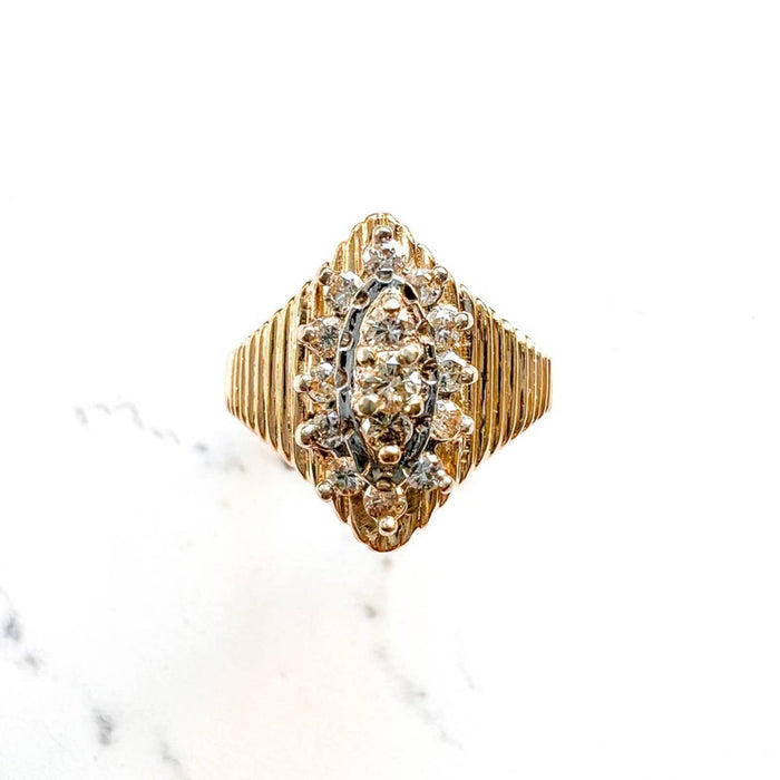 14K Yellow Gold Diamond Vintage Ring