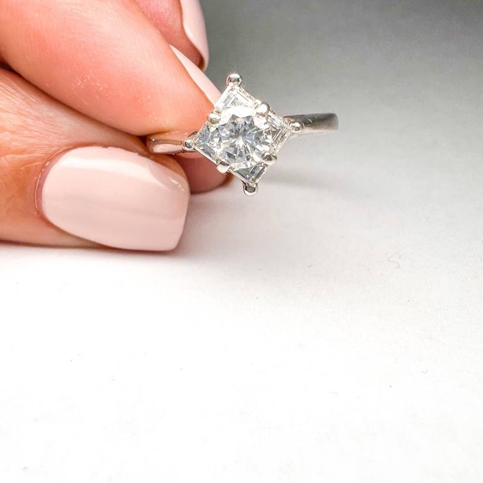 14K White Gold Vintage Engagement Ring * Small Engagement Diamond Ring