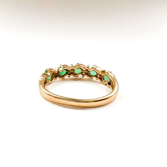 10K Yellow Gold Emerald and Diamond Vintage Ring