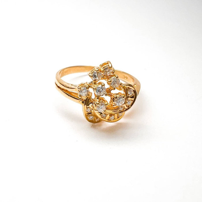 18K Yellow Gold Diamond Vintage Old Cut Cluster Ring