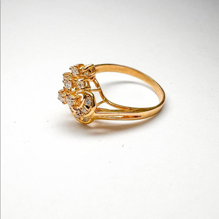 18K Yellow Gold Diamond Vintage Old Cut Cluster Ring