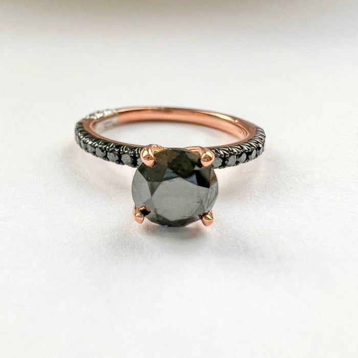 Black Diamond Engagement Ring in 14K Rose Gold