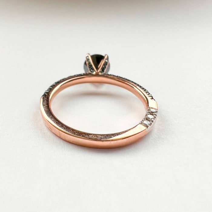 Black Diamond Engagement Ring in 14K Rose Gold