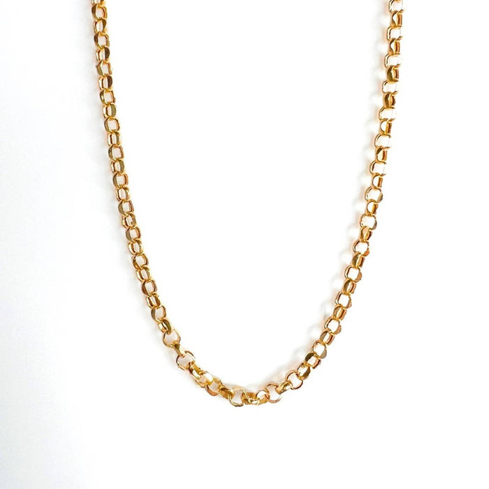 14K Yellow Gold Hammer Rolo Link Necklace * 14k Gold oval Chain