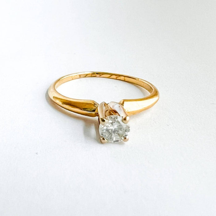 14K Yellow Gold Round Cut Solitaire Diamond Engagement Ring