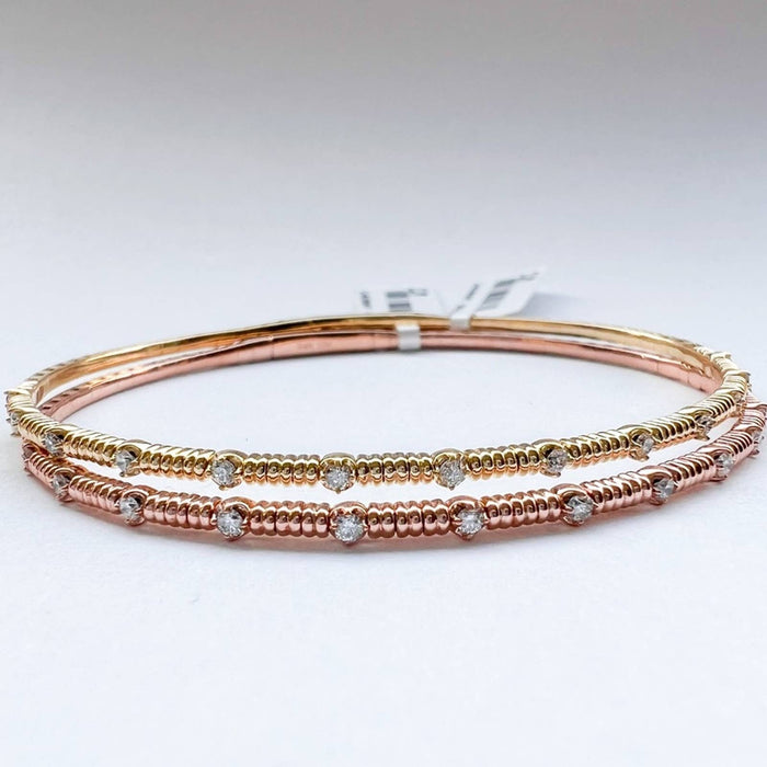 14K Diamond Flexible Bangle Yellow Gold