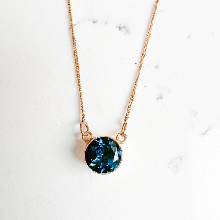 14K Yellow Gold London Blue Topaz Bezel Necklace