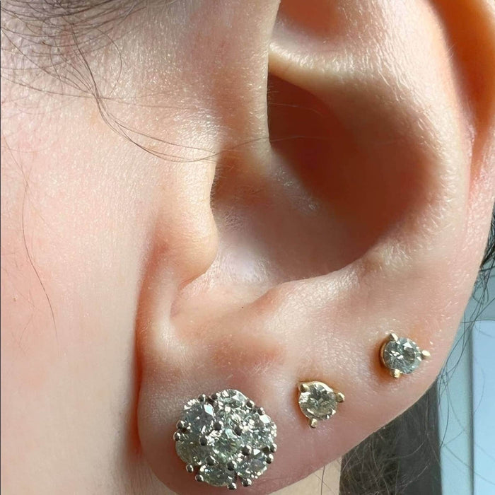 Diamond Flower Stud Earrings in 14K White Gold