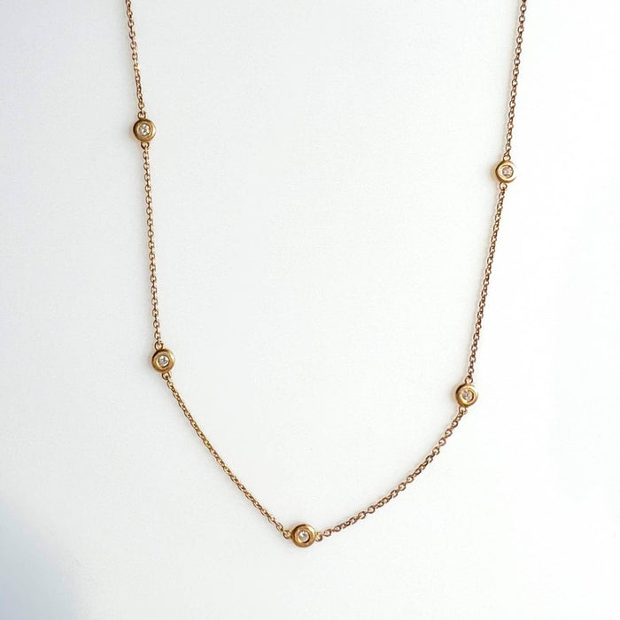 Diamond By The Yard Necklace 14k Yellow Gold Bezel Set