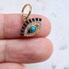 14K Gold Black Diamond Turquoise Evil Eye Charm