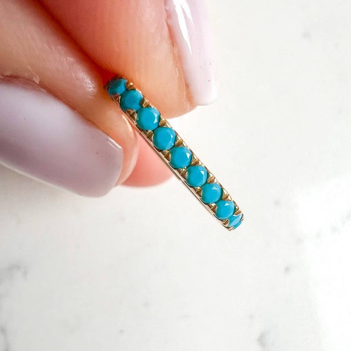 Turquoise Charm Holder Connector Enhancer Push Lock 14K Gold