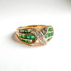  14k Yellow Gold Princess Cut Emerald and Diamond Band Ring