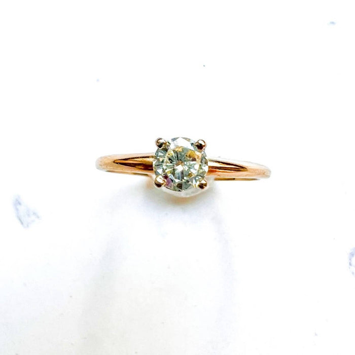 Vintage 14k Yellow Gold Round Diamond Solitaire Engagement Ring