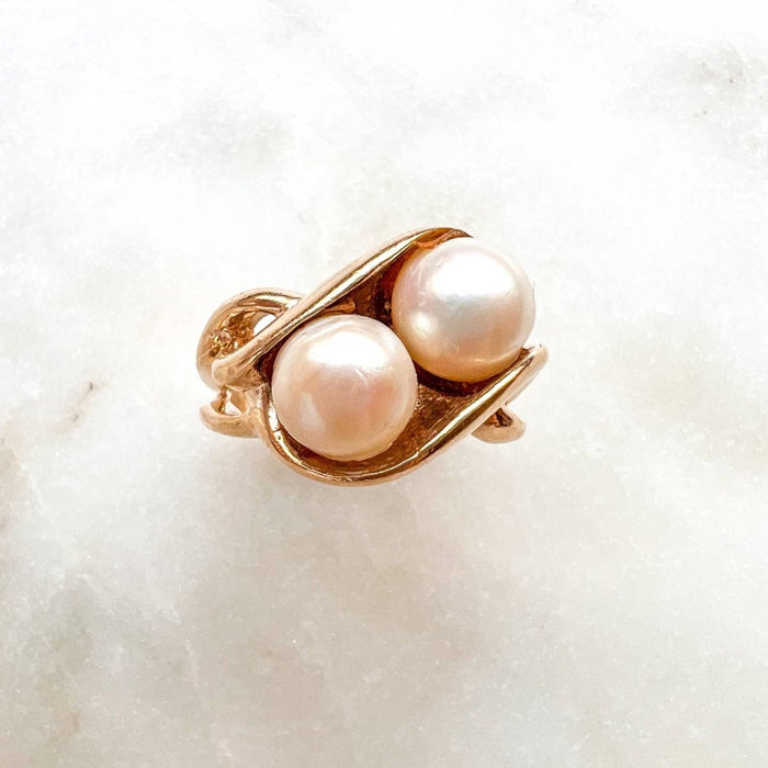 14K Yellow Gold Vintage Cultured Pearl Ring