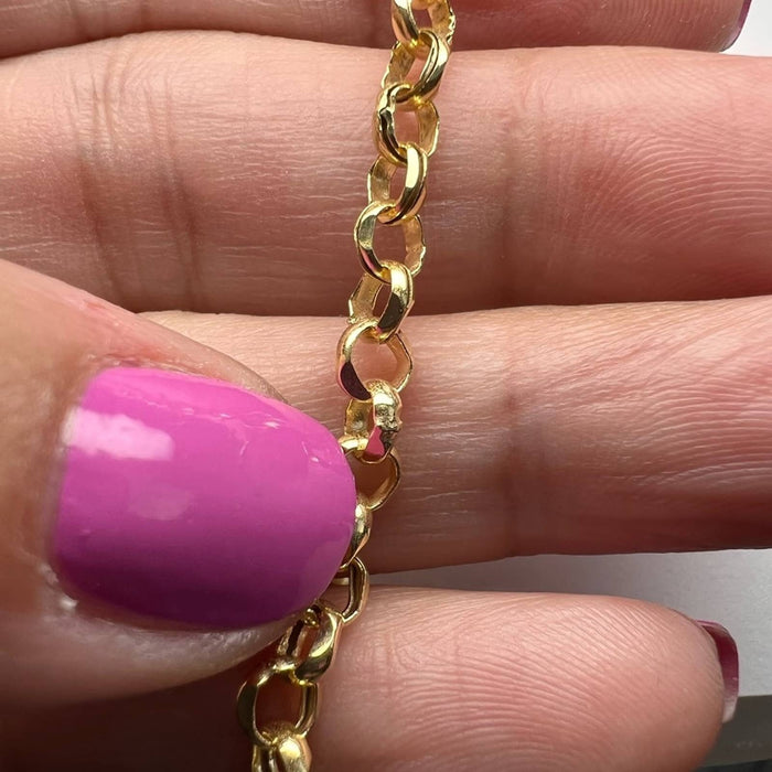 14K Yellow Gold Hammer Rolo Link Necklace * 14k Gold oval Chain