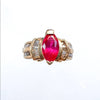 14K Yellow Gold Marquise Ruby Diamond Vintage Ring