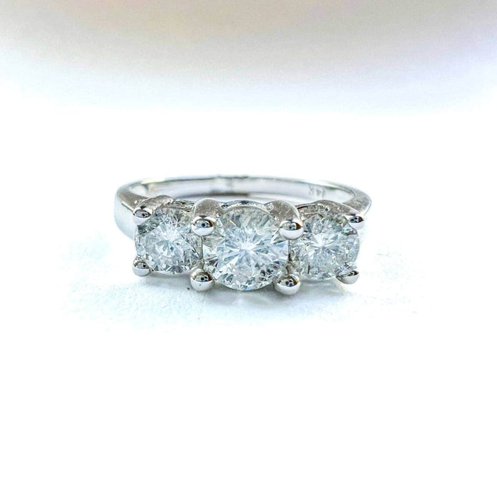 Diamond Three Stone Engagement Ring in 14K White Gold