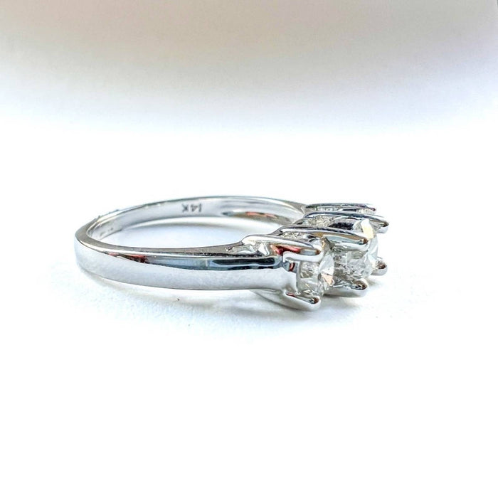 Diamond Three Stone Engagement Ring in 14K White Gold