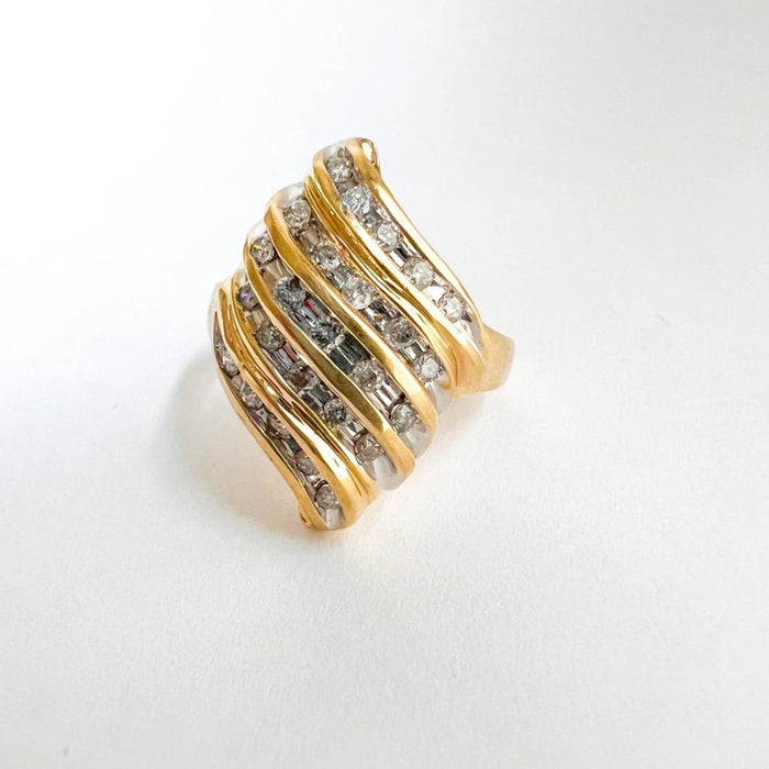 Round Diamond Cluster Cocktail Ring in 14K Yellow Gold