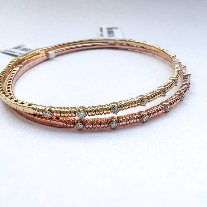 14K Diamond Flexible Bangle Yellow Gold