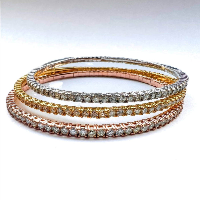 3.00 Carat Natural Diamond Flexible Bracelet Bangle