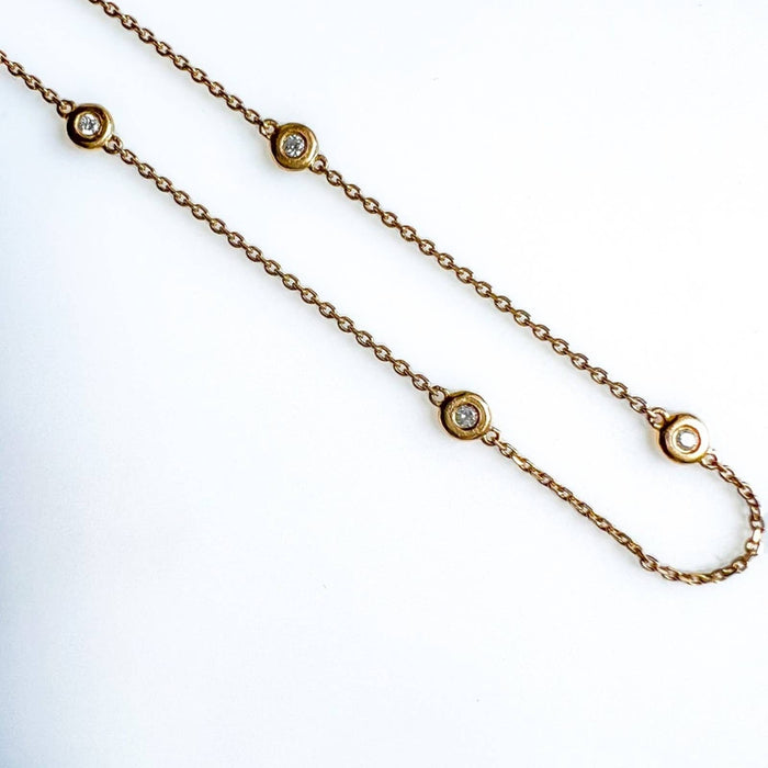 Diamond By The Yard Necklace 14k Yellow Gold Bezel Set