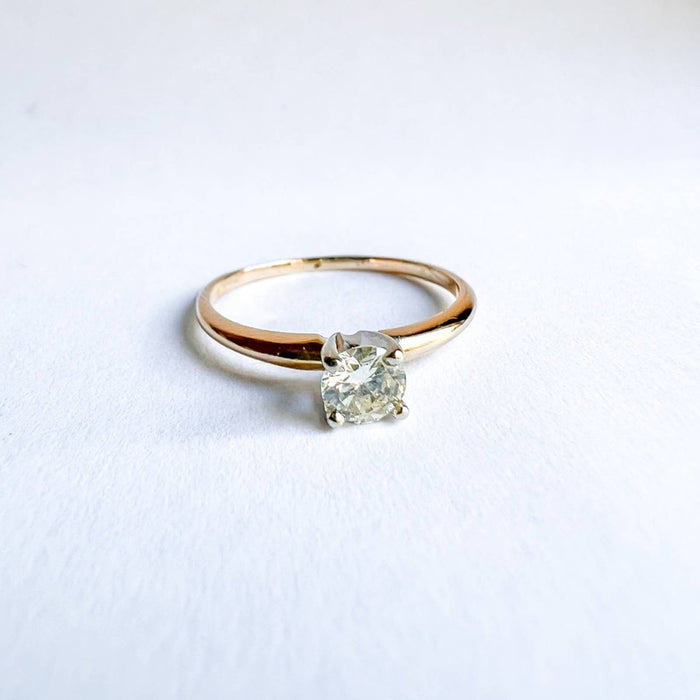 Vintage 14k Yellow Gold Round Diamond Solitaire Engagement Ring