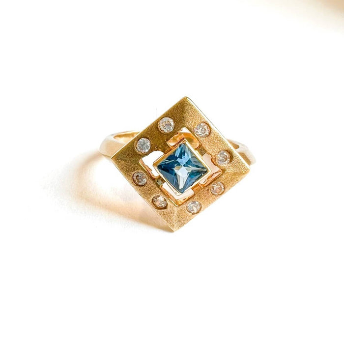  14K Yellow Gold Blue Topaz Cocktail Ring