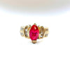 14K Yellow Gold Marquise Ruby Diamond Vintage Ring