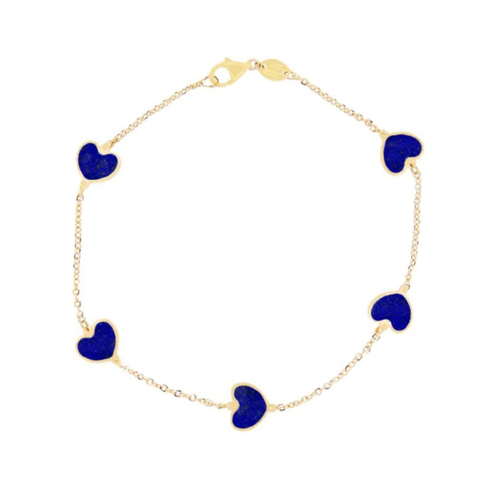 Station Heart Bracelet 14 Yellow Gold