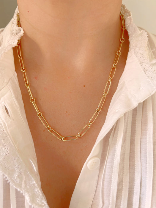 14K Yellow Gold Alternating Links Necklace