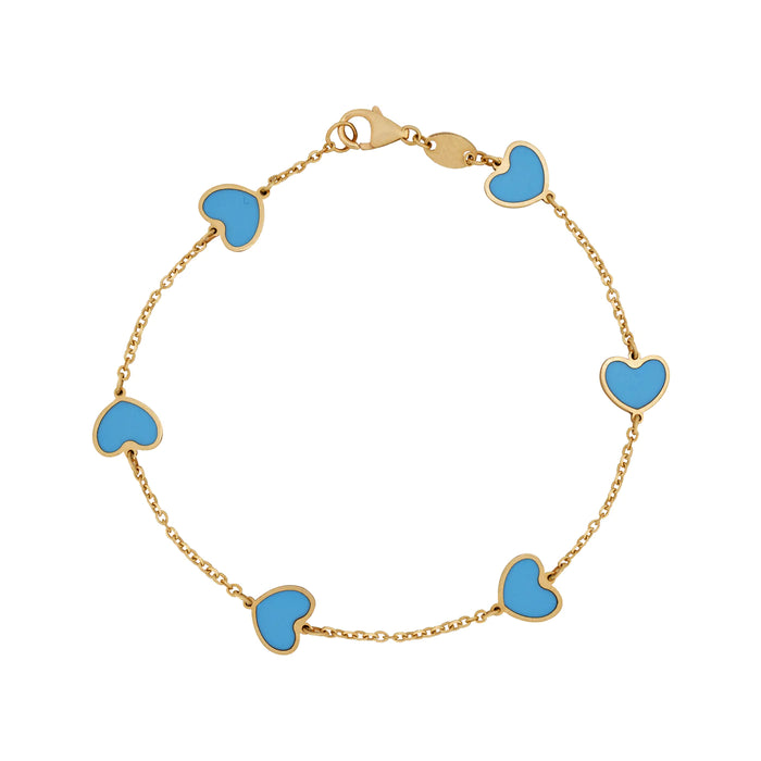 Station Heart Bracelet 14 Yellow Gold