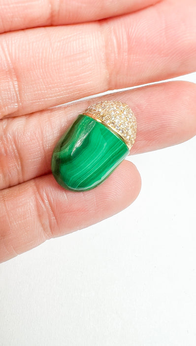 Malachite diamond pill charm pendant