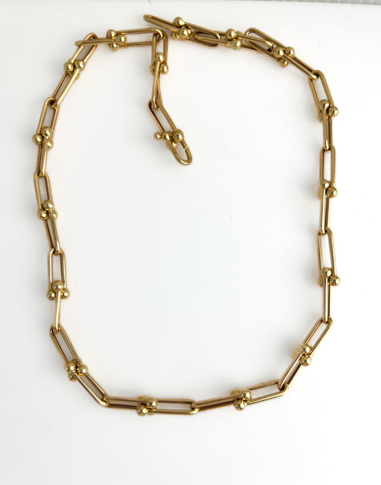 14K Solid Yellow Gold U link / Horseshoe Link Necklace