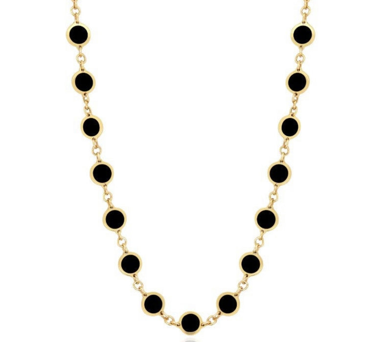 14K Yellow Gold Inlay Multi Disc Necklace