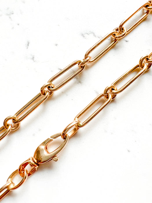 14K Yellow Gold Alternating Links Necklace