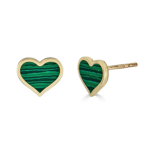 Malachite heart studs