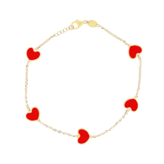 Station Heart Bracelet 14 Yellow Gold