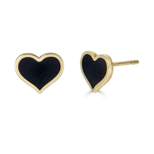 Onyx heart stud earrings