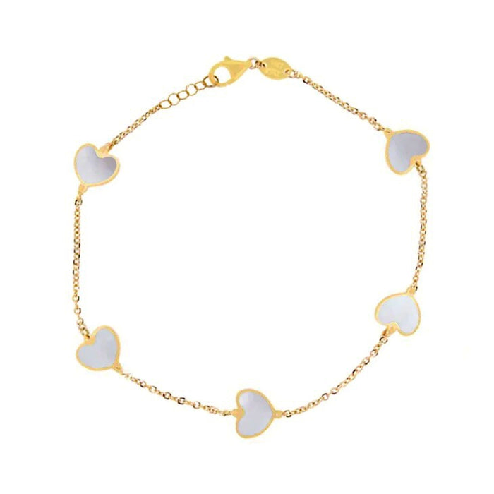 Station Heart Bracelet 14 Yellow Gold