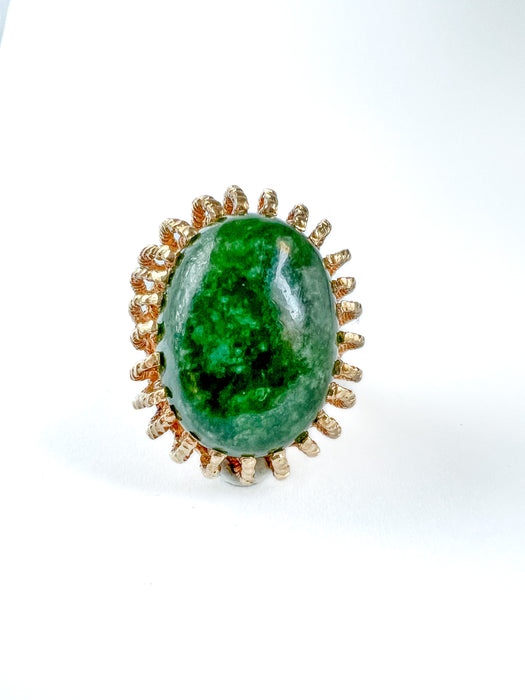 Amazonite  14K Yellow Gold cocktail Ring