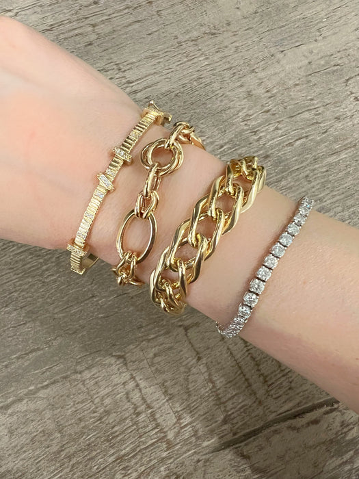 14K Yellow Gold Thick Cuban Link Bracelet