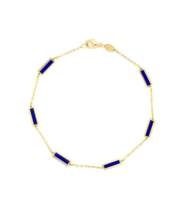 14K Yellow Gold Station Bar Bracelet