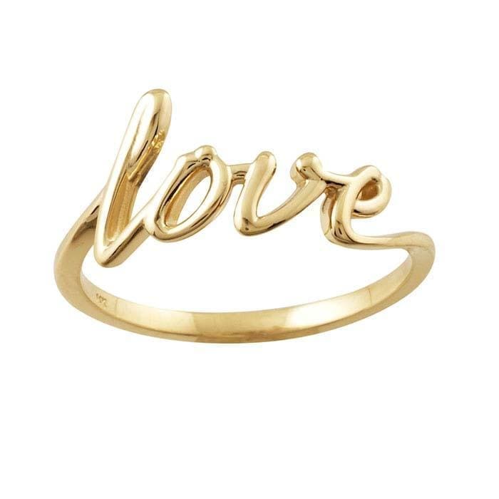 14K Yellow Gold Love Handwritted Ring