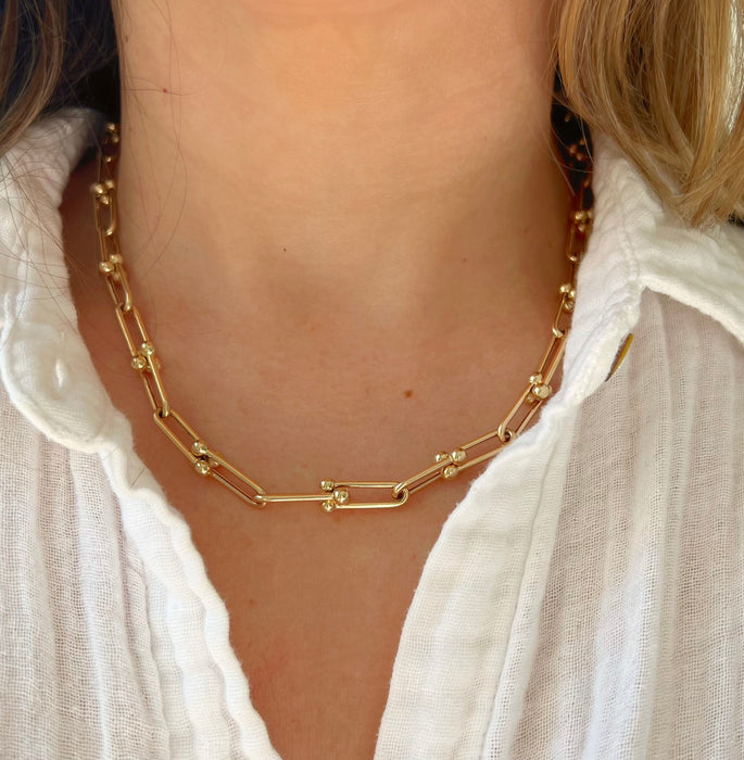 U Link Paperclip necklace 14k gold