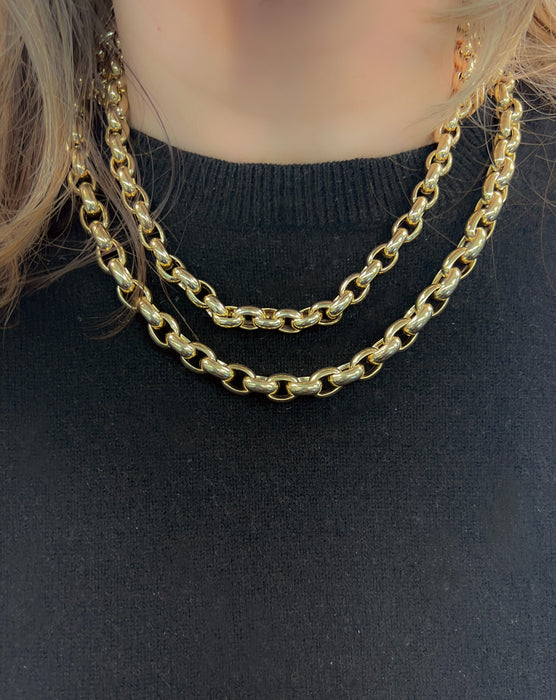 14K Yellow Gold Chunky Rolo Link Necklace