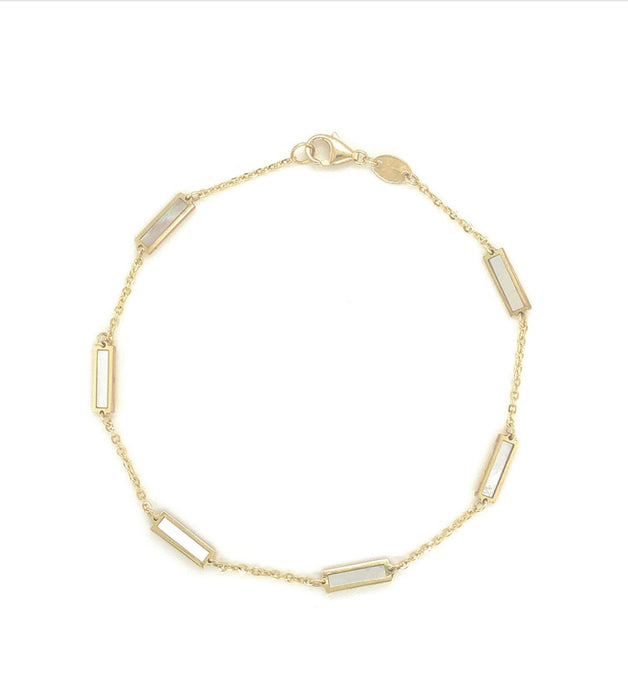 14K Yellow Gold Station Bar Bracelet