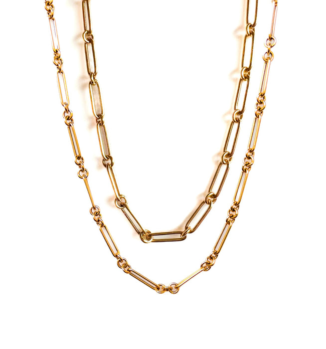 14K Yellow Gold Alternating Links Necklace