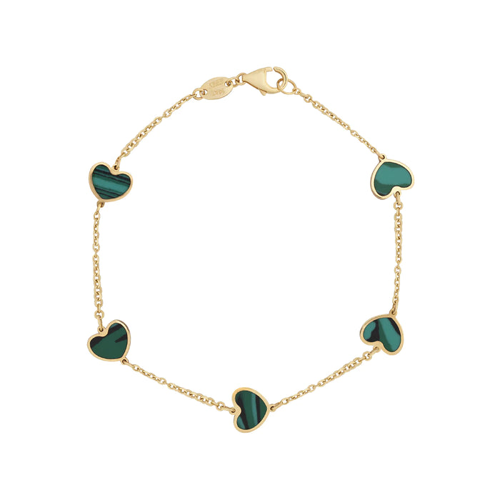 Station Heart Bracelet 14 Yellow Gold