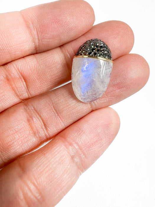 Moonstone and diamond chill pill charm pendant 